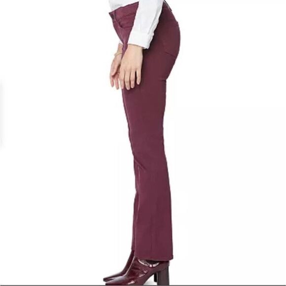 NYDJ Marilyn Straight Jeans Maroon Zip Fly Button Closure 5 Pocket Stretch 6 - Picture 3 of 16